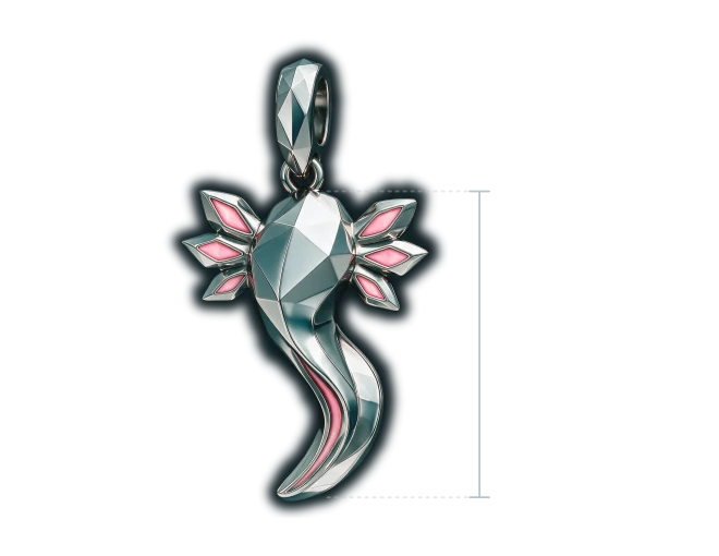The charm from the front with an 18-millimeter dimension line